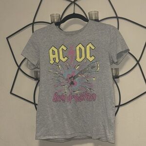 Lucy Brand AC/DC Blow Up Ur Video Rock nRoll Band Graphic Classic Crew Shirt S/P